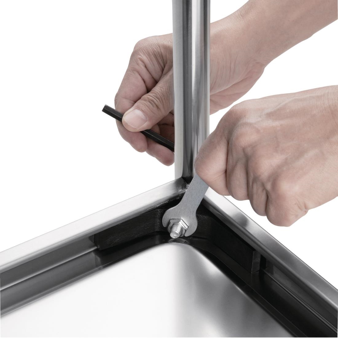 Vogue 2 Tier Flat Pack Trolley St/St - 825H x 710L x 405Wmm - Image 7