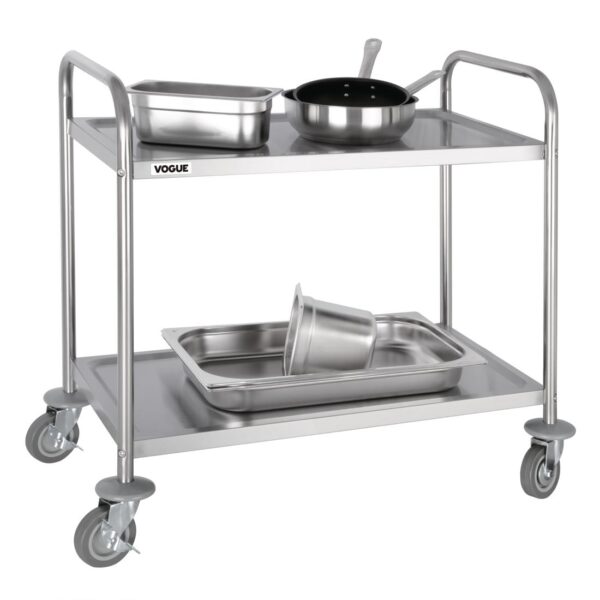 Vogue 2 Tier Flat Pack Trolley St/St - 810Lx455Wx855mmH - Image 2
