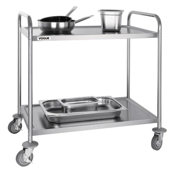 Vogue 2 Tier Flat Pack Trolley St/St - 855Lx535Wx940mmH - Image 2