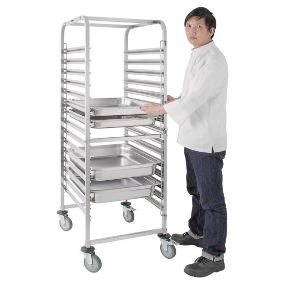 Vogue Gastronorm 2/1 Racking Trolley (15 Level) - Image 3