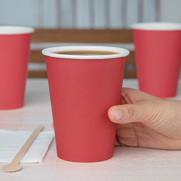 Fiesta Recyclable Hot Cup Single Wall Red 12oz (Sleeve 50) - Image 4
