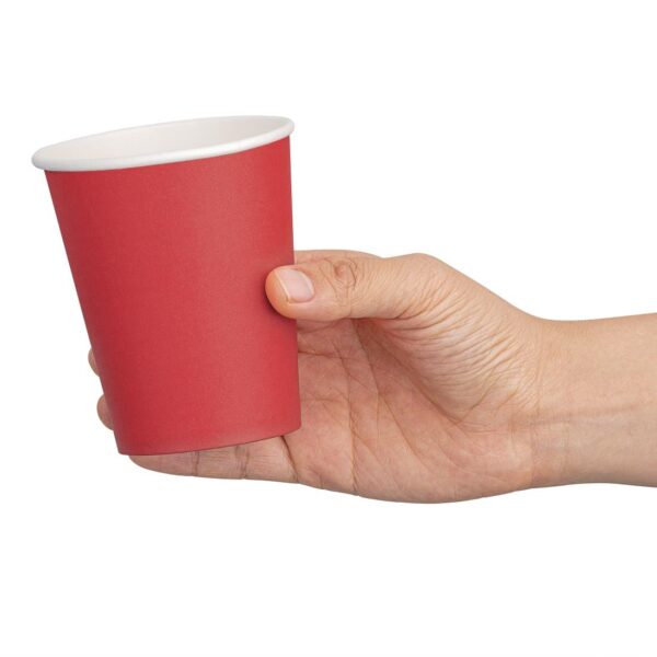 Fiesta Recyclable Hot Cup Single Wall Red 8oz (Box 1000) - Image 3