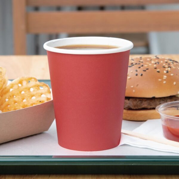 Fiesta Recyclable Hot Cup Single Wall Red 8oz (Box 1000) - Image 4