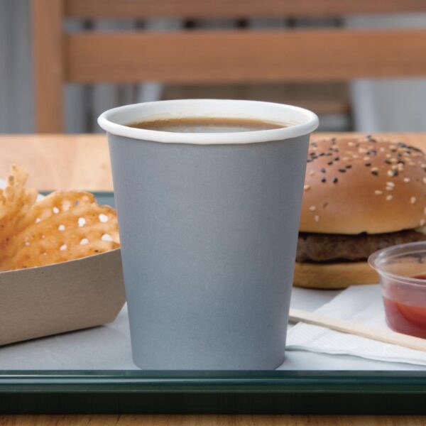 Fiesta Recyclable Hot Cup Single Wall Charcoal 8oz (Box 1000) - Image 4