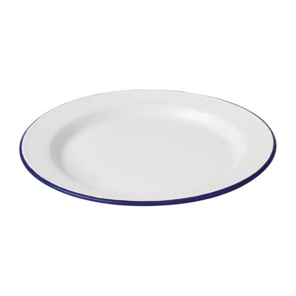 Olympia Enamel White/Blue Dinner Plate - 300mm 12" (Box 6) - Image 2
