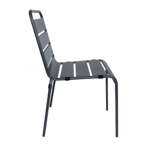Bolero Slatted Steel Side Chair Grey (Pack 4) - Image 2