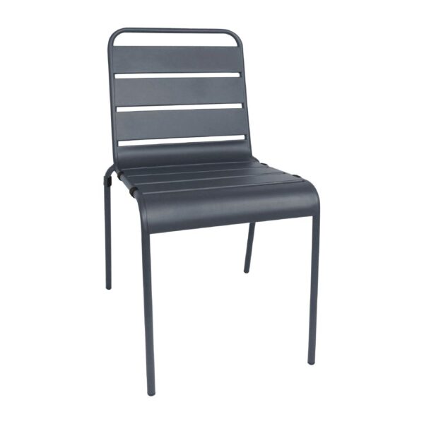 Bolero Slatted Steel Side Chair Grey (Pack 4) - Image 3