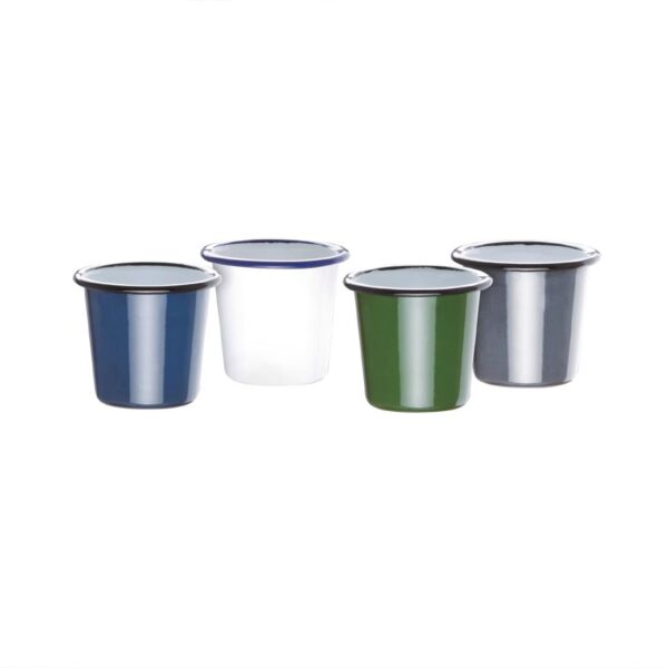 Olympia Enamel White/Blue Sauce Cup - 115ml 4oz (Box 6) - Image 4