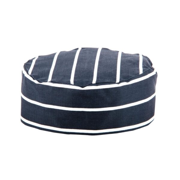 Whites Skull Cap Butchers Stripe Blue Polycotton - One Size - Image 5