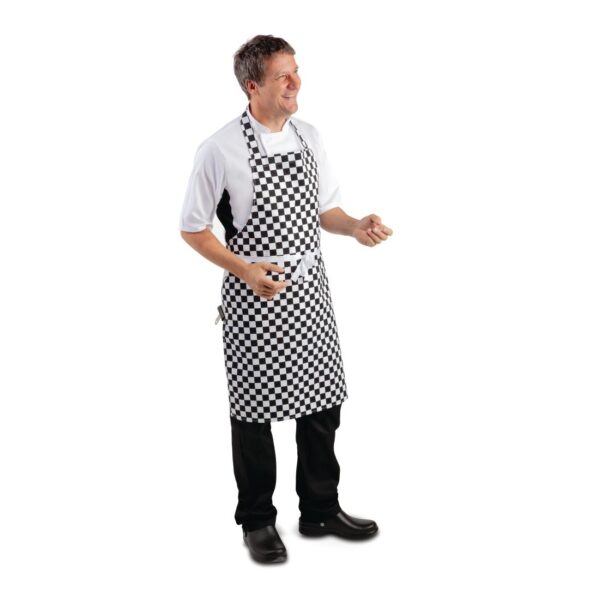 Whites Bib Apron Polycotton Black/White Check - Image 4