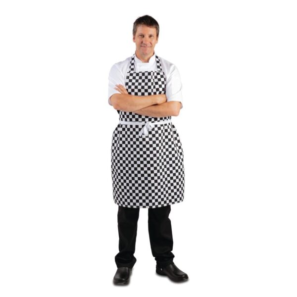 Whites Bib Apron Polycotton Black/White Check - Image 5