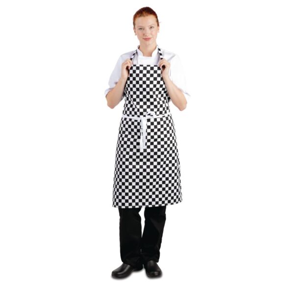 Whites Bib Apron Polycotton Black/White Check - Image 6