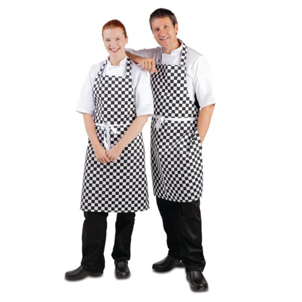Whites Bib Apron Polycotton Black/White Check - Image 7