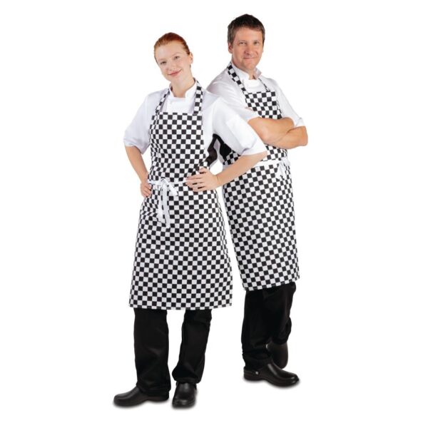 Whites Bib Apron Polycotton Black/White Check - Image 8