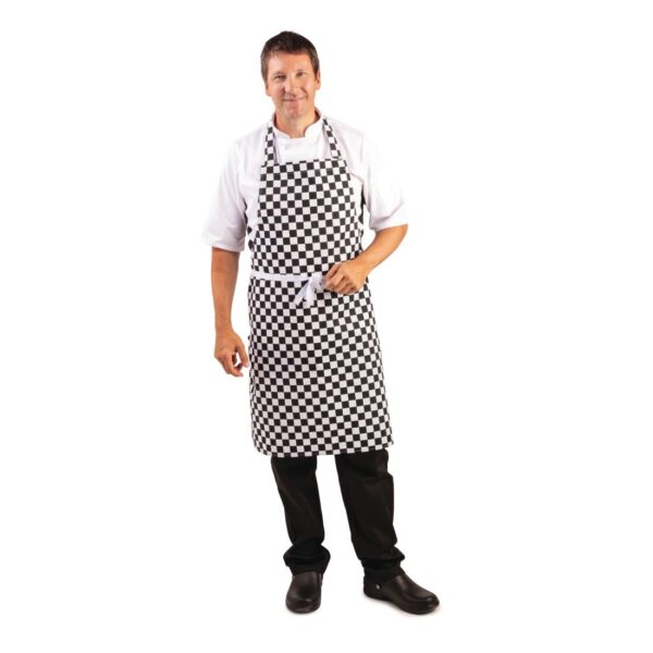 Whites Bib Apron Polycotton Black/White Check - Image 2