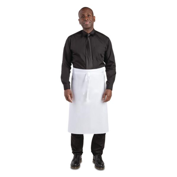 Whites Regular Waist Apron White Polycotton - 36x30" Long - Image 2