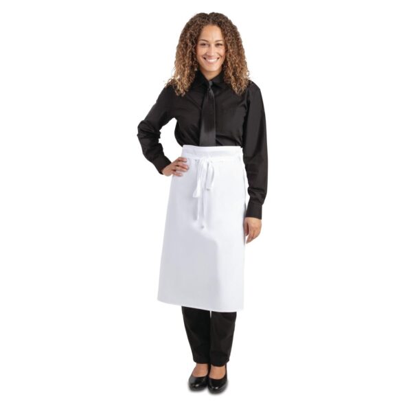 Whites Regular Waist Apron White Polycotton - 36x30" Long - Image 3