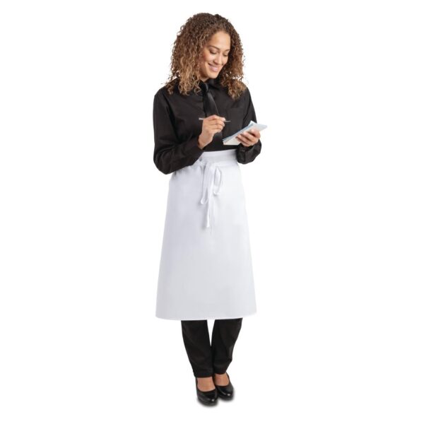 Whites Regular Waist Apron White Polycotton - 36x30" Long - Image 4