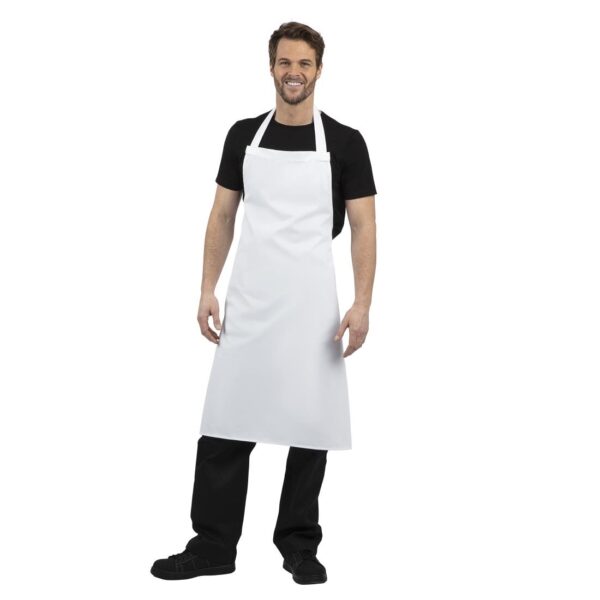 Whites Bib Apron White with Eyelets Polycotton Extra Large - 36-42" - Image 9