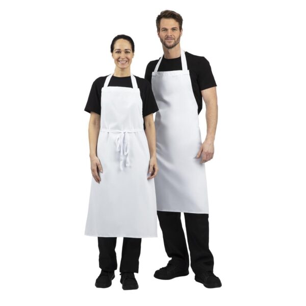 Whites Bib Apron White with Eyelets Polycotton Extra Large - 36-42" - Image 11