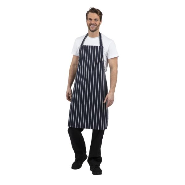 Whites Bib Apron Blue/White Butchers Stripe - 711-965mm - Image 2