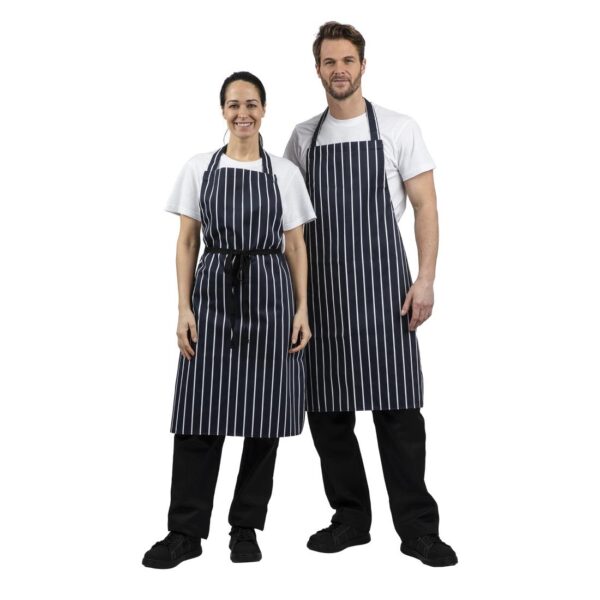 Whites Bib Apron Blue/White Butchers Stripe - 711-965mm - Image 4