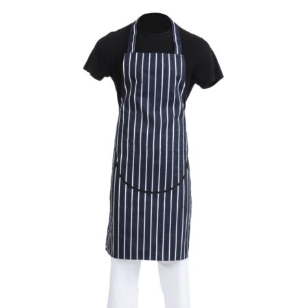 Whites Bib Apron Blue/White Butchers Stripe with Pocket - 711-965mm