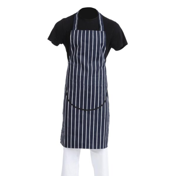 Whites Bib Apron Blue/White Butchers Stripe with Pocket - 711-965mm
