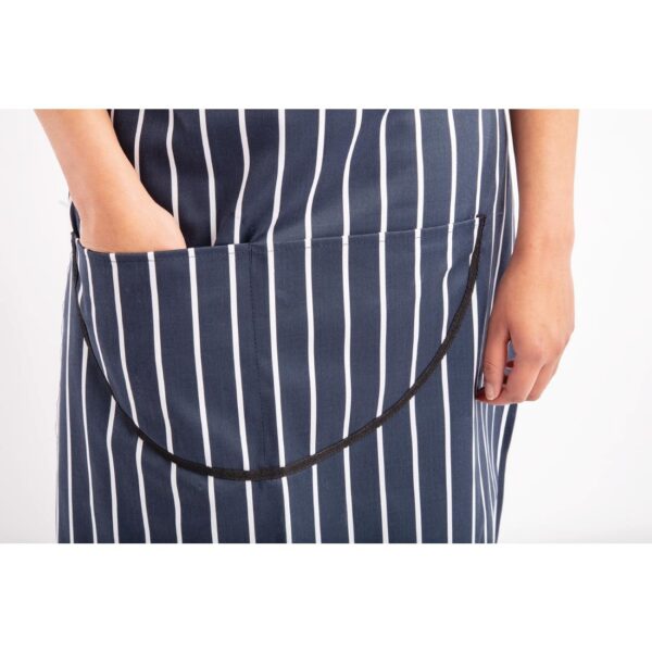 Whites Bib Apron Blue/White Butchers Stripe with Pocket - 711-965mm - Image 4