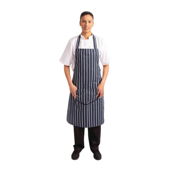 Whites Bib Apron Blue/White Butchers Stripe with Pocket - 711-965mm - Image 8