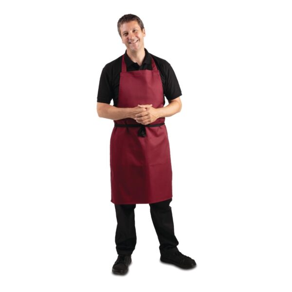 Whites Bib Apron Polycotton Burgundy - Image 2