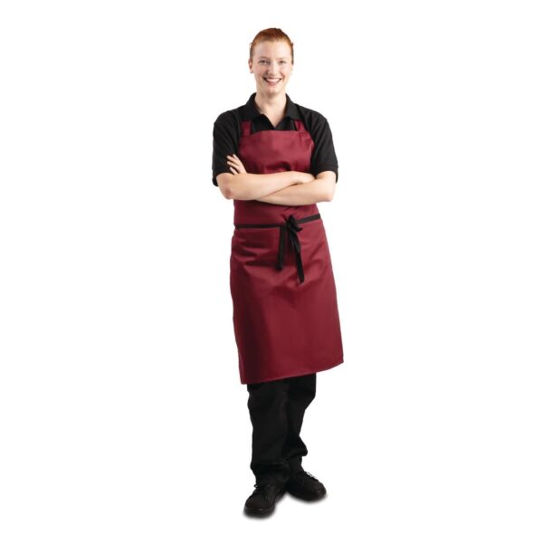Whites Bib Apron Polycotton Burgundy - Image 3