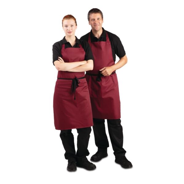 Whites Bib Apron Polycotton Burgundy - Image 5