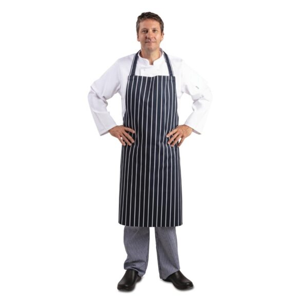 Whites Bib Apron Blue/White Butchers Stripe - 889-1016mm - Image 2