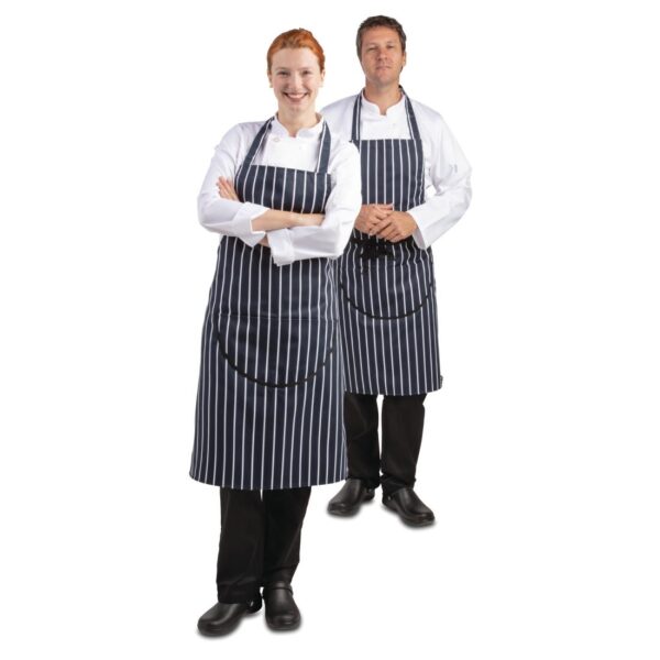 Whites Bib Apron Blue/White Butchers Stripe - 889-1016mm - Image 7