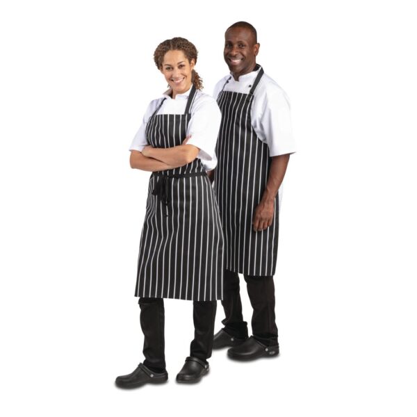 Whites Black & White Stripe Butchers Bib Apron - Image 5