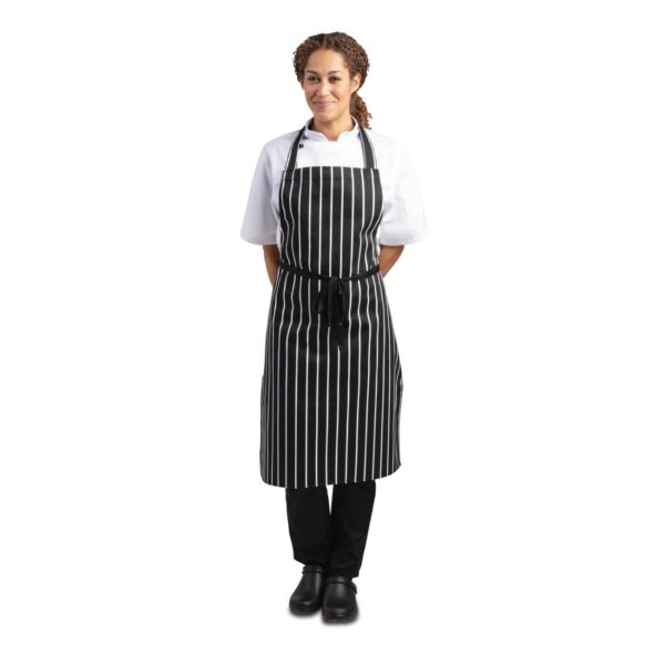 Whites Black & White Stripe Butchers Bib Apron - Image 2
