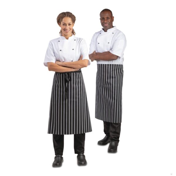Whites Black & White Stripe Butchers Waist Apron - 760x920mm 30x36" - Image 6
