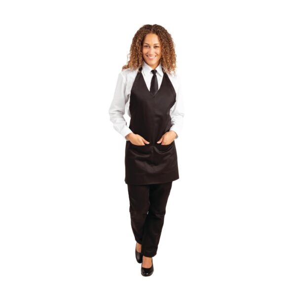 Whites V Neck Service Apron - Black - Image 2
