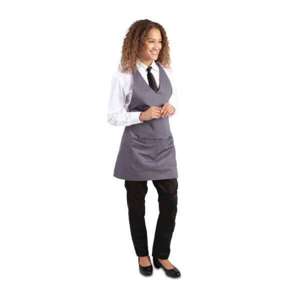 Whites V Neck Service Apron - Charcoal - Image 2