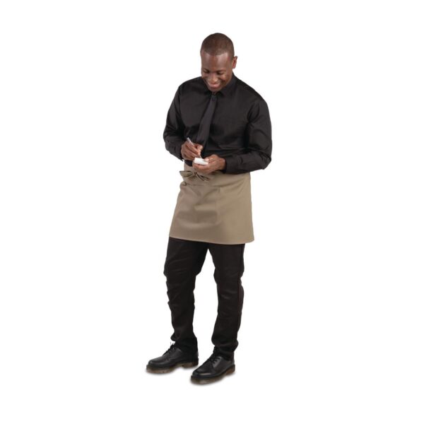 Whites Short Bistro Apron Tan - 750x373mm 29.5x14.7" - Image 3
