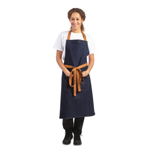 Southside Bib Apron Denim Blue (Tan Ties) - 700x1000mm - Image 3