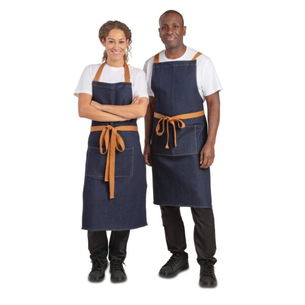 Southside Bib Apron Denim Blue (Tan Ties) - 700x1000mm - Image 7