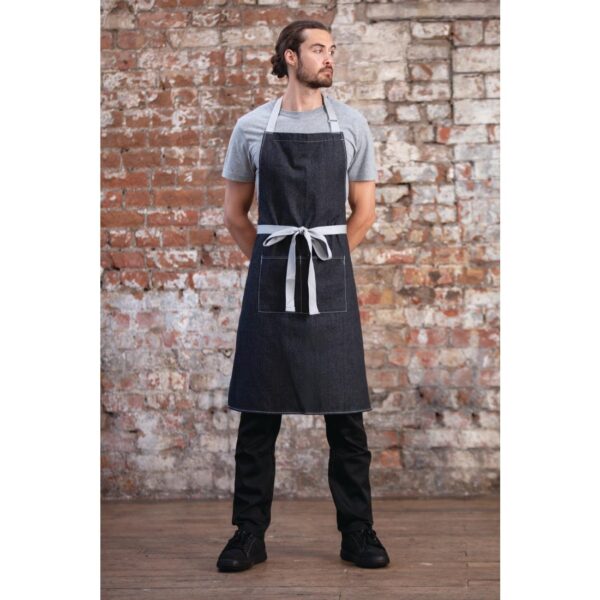 Southside X-Cross Back Bib Apron Denim Black - 1000x700mm - Image 2