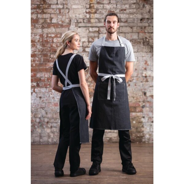 Southside X-Cross Back Bib Apron Denim Black - 1000x700mm - Image 4