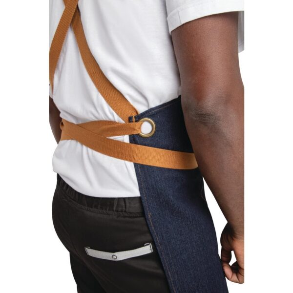 Southside X-Cross Back Bib Apron Denim Blue (Tan Ties) - 1000x700mm - Image 3