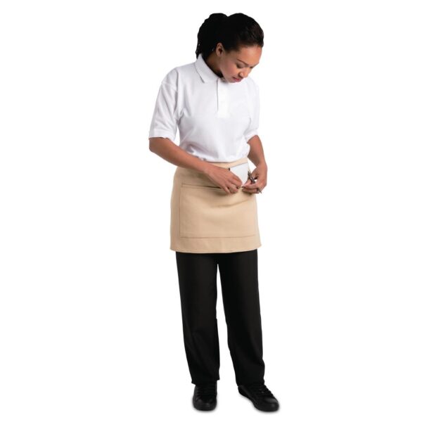 Southside Bistro Apron Denim Khaki with Tan Tie - 700x430mm - Image 5
