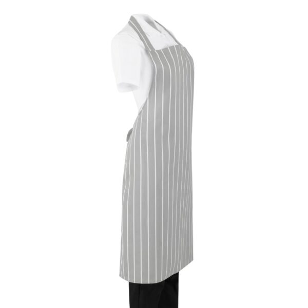 Whites Bib Apron Grey/White Butchers Stripe - 28-38" - Image 3