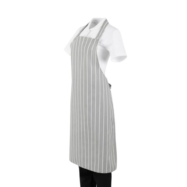Whites Bib Apron Grey/White Butchers Stripe - 28-38" - Image 4