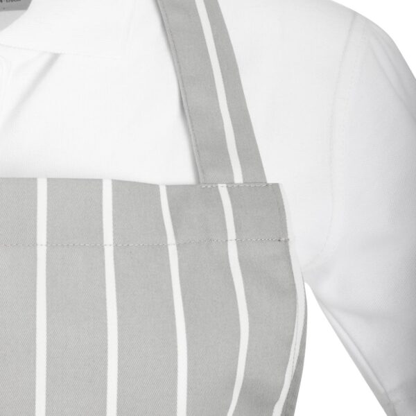 Whites Bib Apron Grey/White Butchers Stripe - 28-38" - Image 6